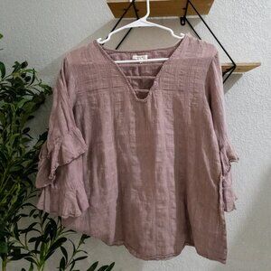 Maurice’s Women's Mauve Ruffle Sleeve Top Large